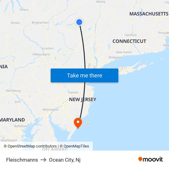 Fleischmanns to Ocean City, Nj map