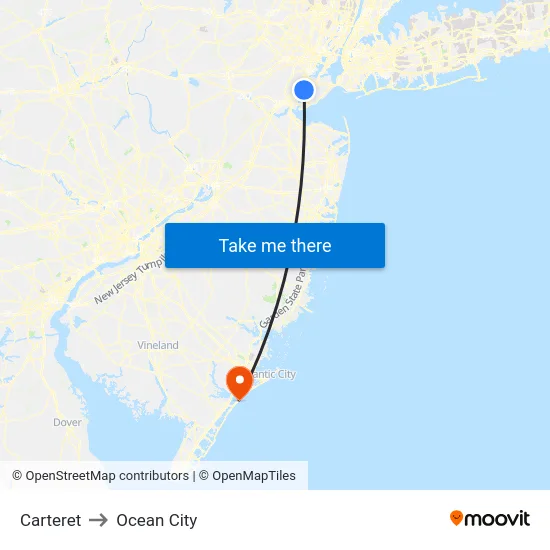 Carteret to Ocean City map