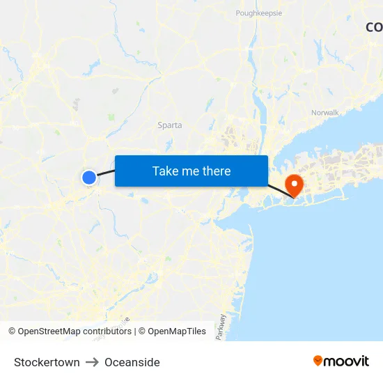 Stockertown to Oceanside map