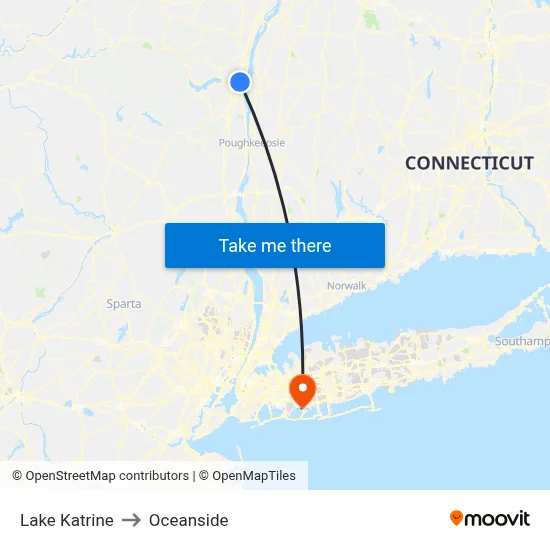 Lake Katrine to Oceanside map