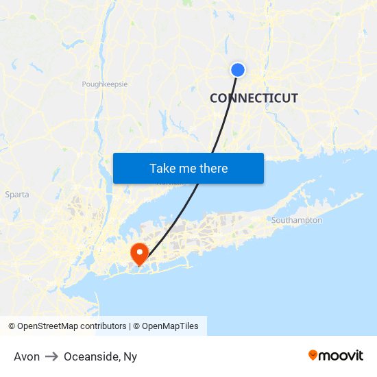 Avon to Oceanside, Ny map