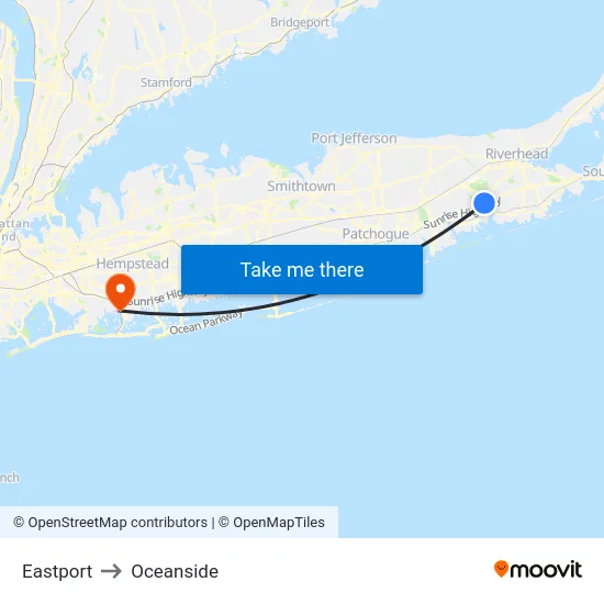 Eastport to Oceanside map