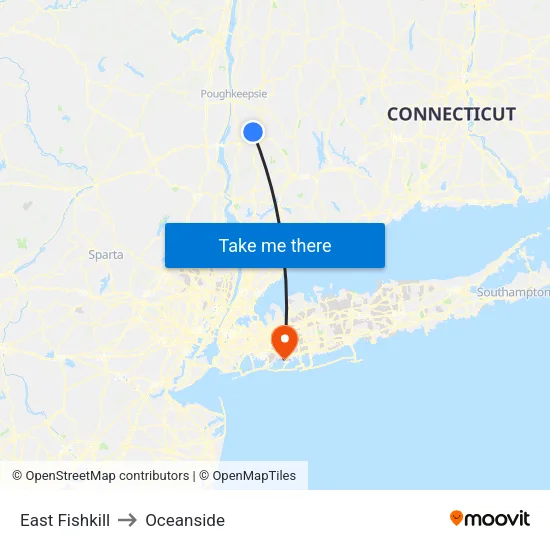 East Fishkill to Oceanside map