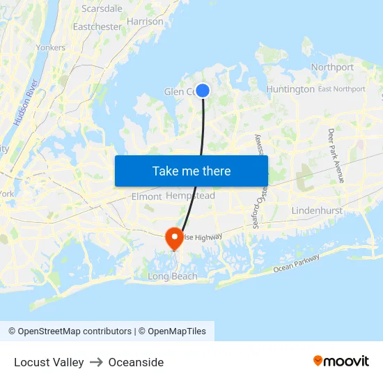 Locust Valley to Oceanside map
