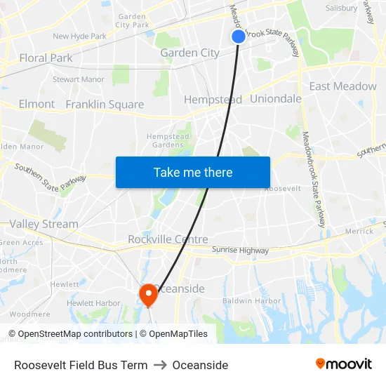 Roosevelt Field Bus Term to Oceanside map