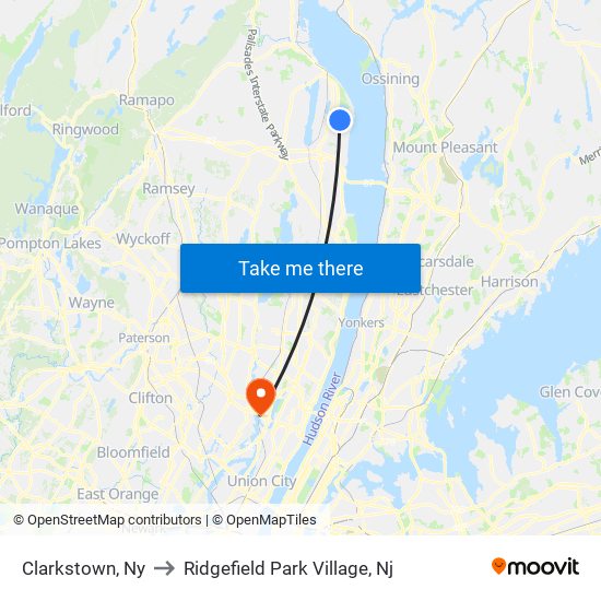 Clarkstown, Ny to Ridgefield Park Village, Nj map