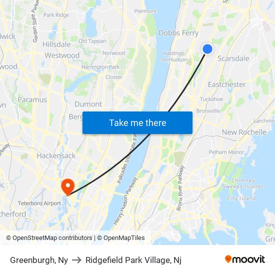 Greenburgh, Ny to Ridgefield Park Village, Nj map