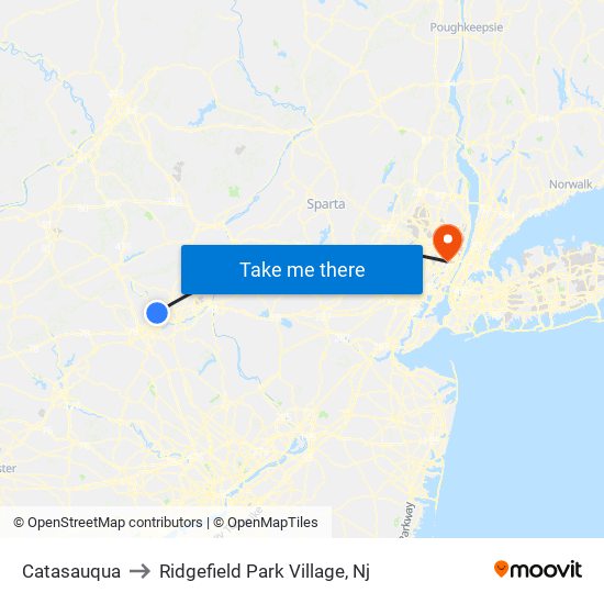 Catasauqua to Ridgefield Park Village, Nj map