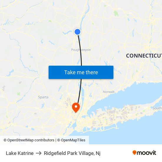 Lake Katrine to Ridgefield Park Village, Nj map