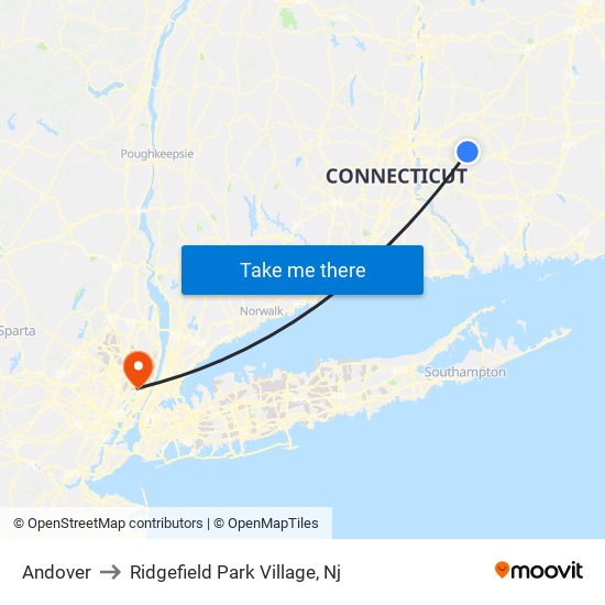 Andover to Ridgefield Park Village, Nj map