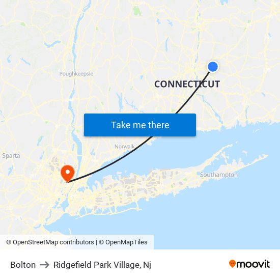 Bolton to Ridgefield Park Village, Nj map