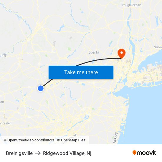 Breinigsville to Ridgewood Village, Nj map