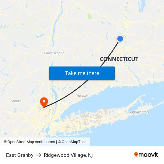 East Granby to Ridgewood Village, Nj map