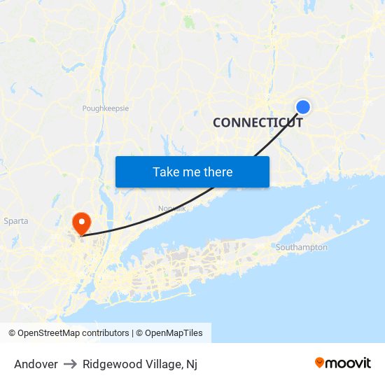 Andover to Ridgewood Village, Nj map