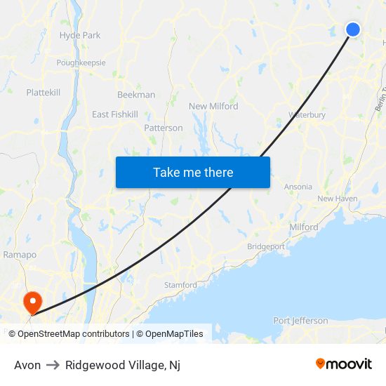 Avon to Ridgewood Village, Nj map