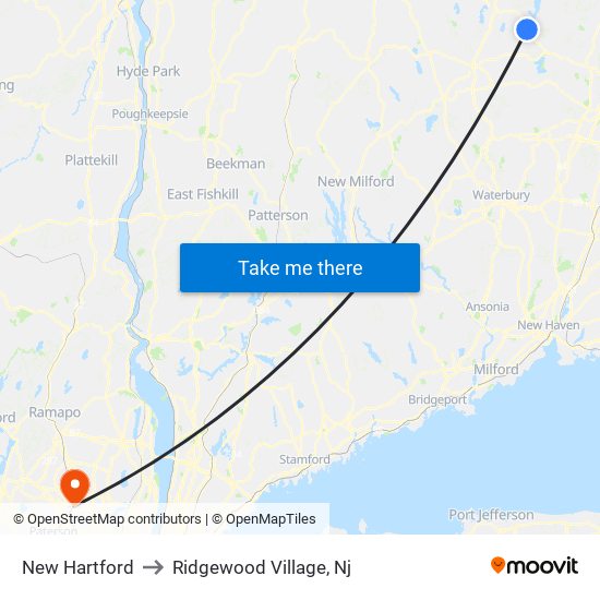 New Hartford to Ridgewood Village, Nj map