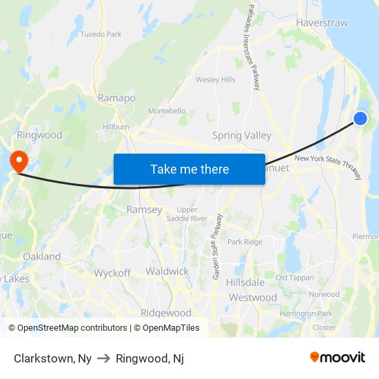 Clarkstown, Ny to Ringwood, Nj map
