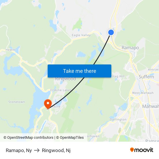 Ramapo, Ny to Ringwood, Nj map