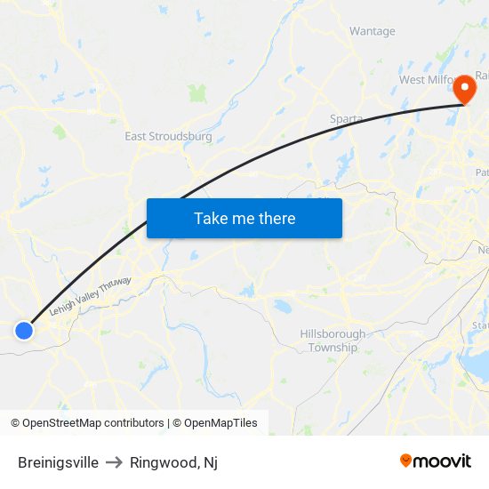 Breinigsville to Ringwood, Nj map