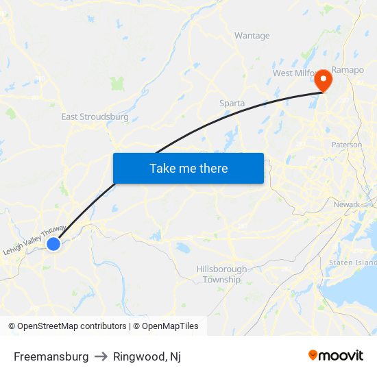 Freemansburg to Ringwood, Nj map