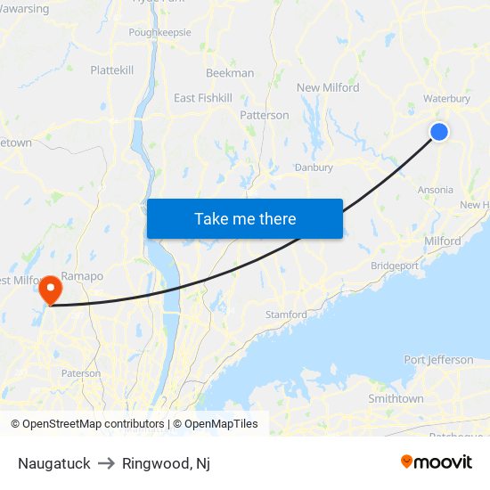 Naugatuck to Ringwood, Nj map