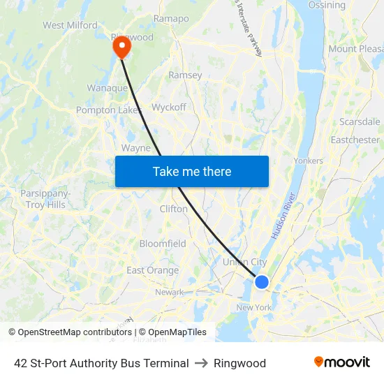 42 St-Port Authority Bus Terminal to Ringwood map