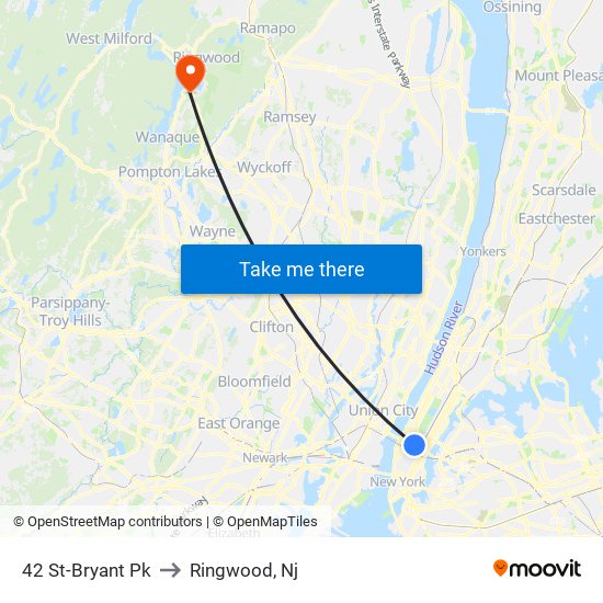 42 St-Bryant Pk to Ringwood, Nj map