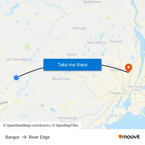 Bangor to River Edge map
