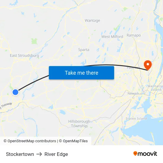 Stockertown to River Edge map