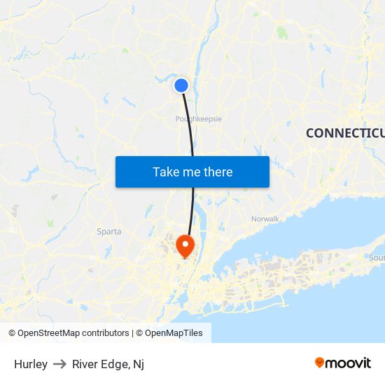 Hurley to River Edge, Nj map