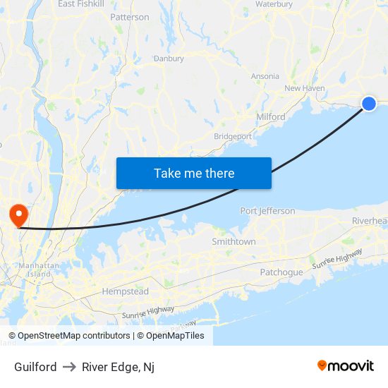 Guilford to River Edge, Nj map