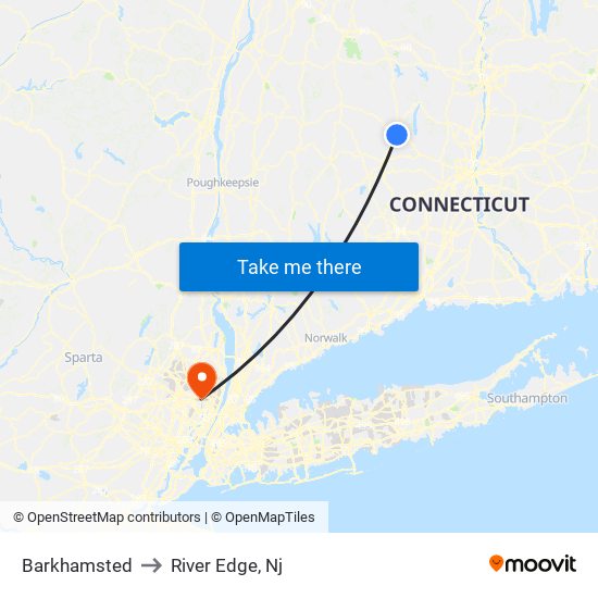Barkhamsted to River Edge, Nj map