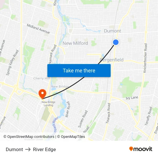 Dumont to River Edge map