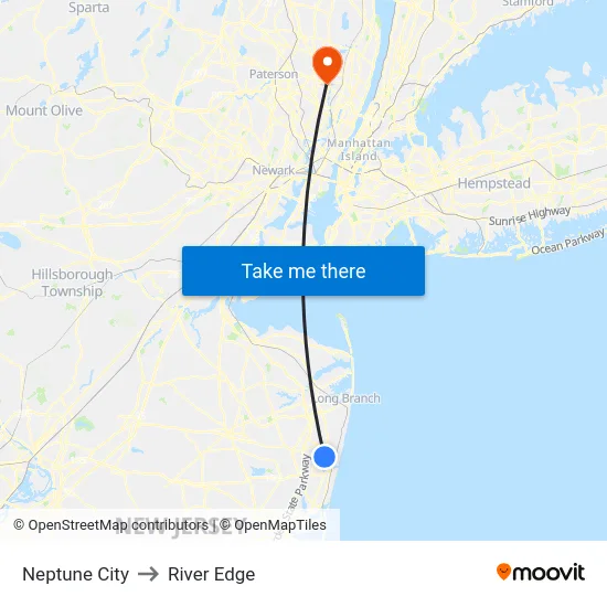 Neptune City to River Edge map