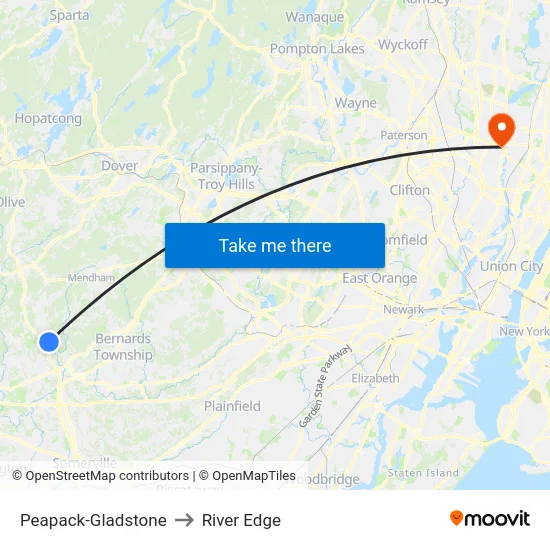 Peapack-Gladstone to River Edge map