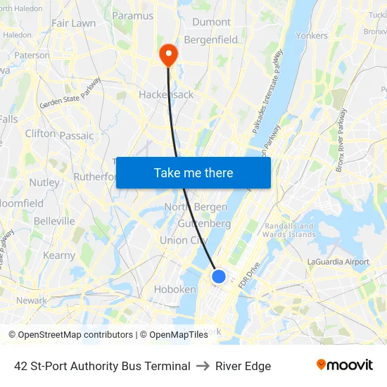 42 St-Port Authority Bus Terminal to River Edge map