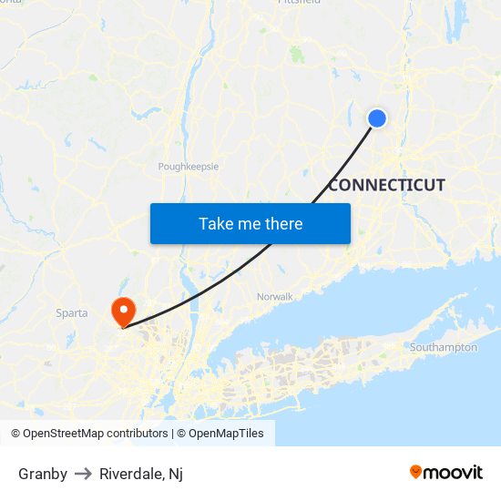 Granby to Riverdale, Nj map