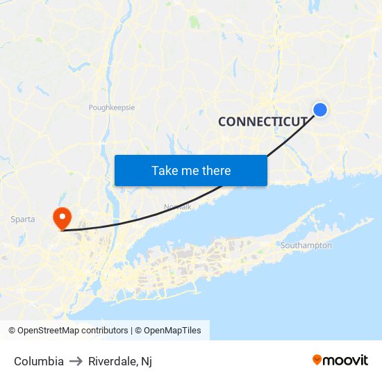 Columbia to Riverdale, Nj map