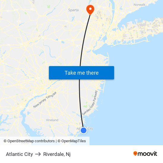 Atlantic City to Riverdale, Nj map