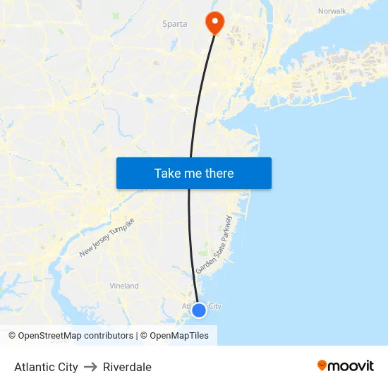 Atlantic City to Riverdale map
