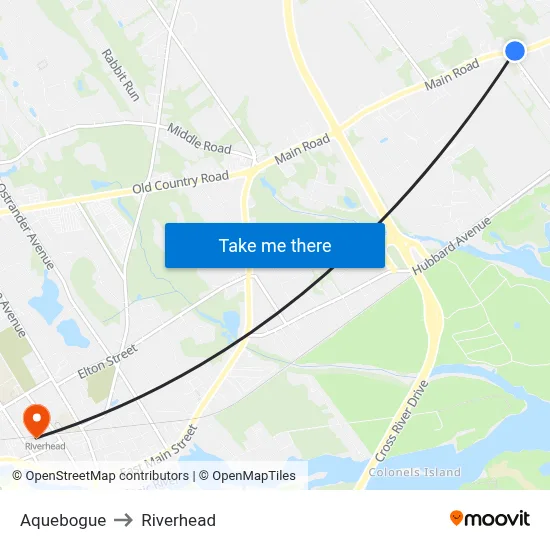 Aquebogue to Riverhead map