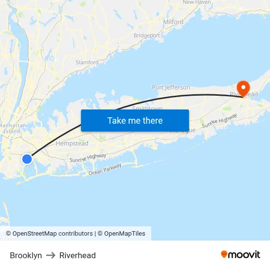 Brooklyn to Riverhead map