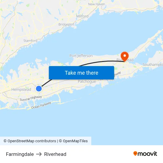 Farmingdale to Riverhead map