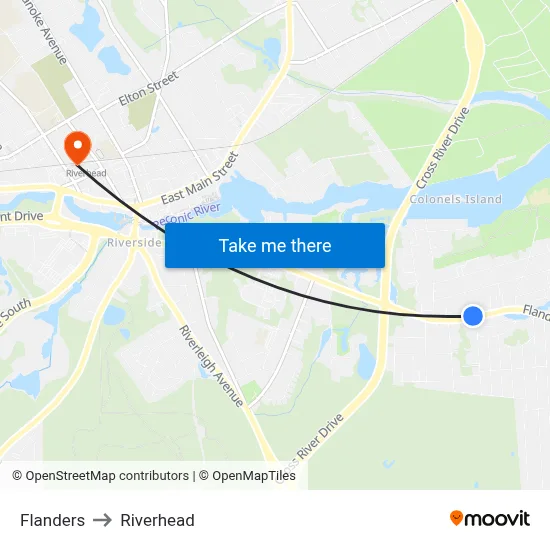 Flanders to Riverhead map
