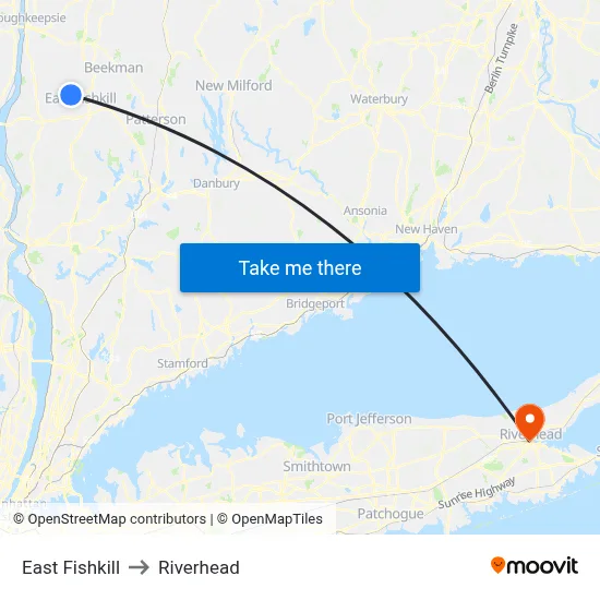 East Fishkill to Riverhead map