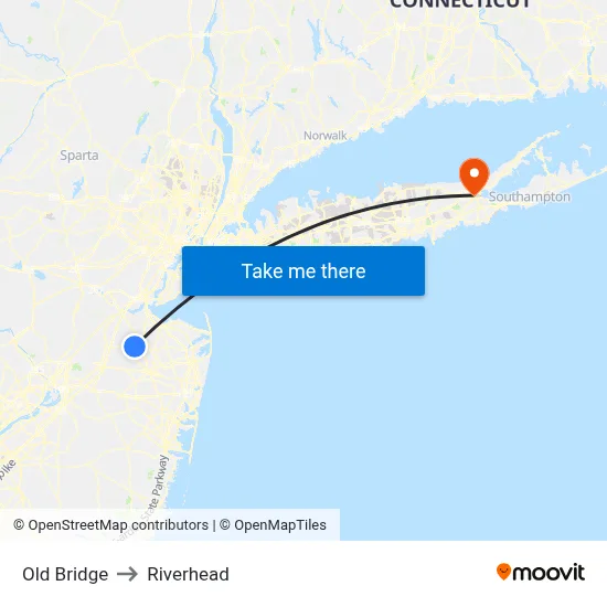 Old Bridge to Riverhead map
