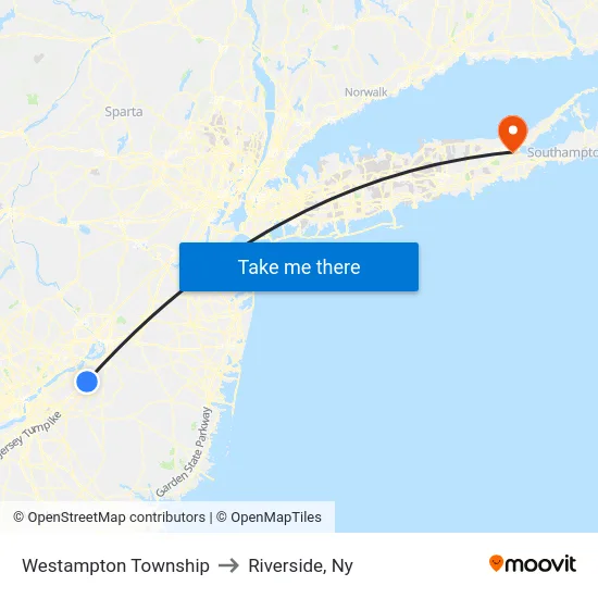 Westampton Township to Riverside, Ny map