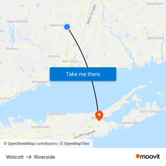 Wolcott to Riverside map