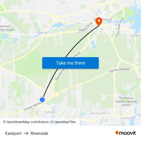 Eastport to Riverside map