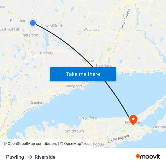Pawling to Riverside map